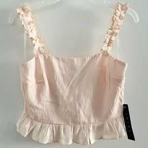 Trixxi (juniors) ruffled crop top, baby pink
